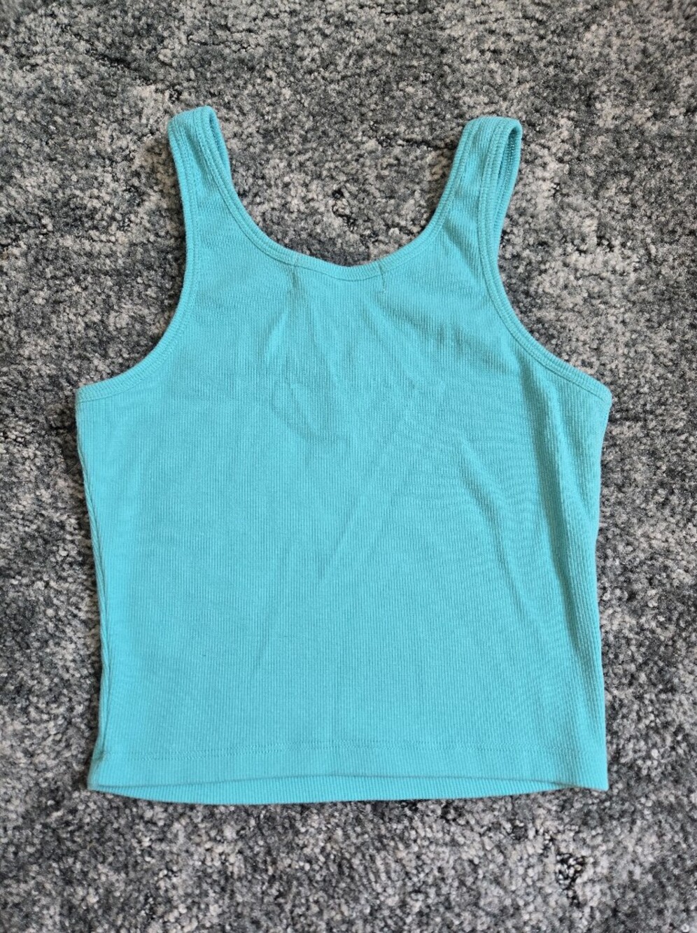 Ocean Drive Cropped Turquoise Notch Ribbed Tank - Picture 7 of 7